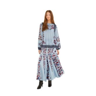 Farm Rio Lange Mouw Blouse Marcelle - Dames - Tunieken - Blauw - S - Overhemden