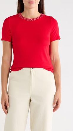 Cyrus Embellished Neck Crew T-Shirt in Cabernet Red at Nordstrom Rack, Size X-Large