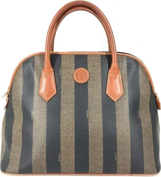 Fendi Pequin Brown Khaki Pvc Leather Handbag Tote Bag (Pre-Owned)