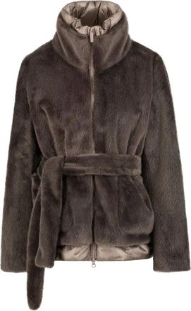 Bomboogie Jas met hoge kraag van imitatiebont - Dames - Jassen - Bruin - Maat: M Nylon