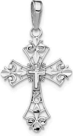 Diamond2Deal 14k White Gold Filigree Cross Charm Pendant