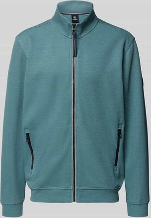 Lerros Sweatjacke mit Strukturmuster und Rei&szlig;verschlusstaschen in Tuerkis, Gr&ouml;&szlig;e XXXL