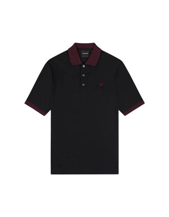 Lyle & Scott Mens Lyle & Scott Ringer Jet Black Polo Shirt - Size: 38