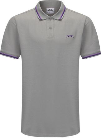 Slazenger Mens Tipped Polo Shirt Short Sleeve Lifestyle Light Grey XL