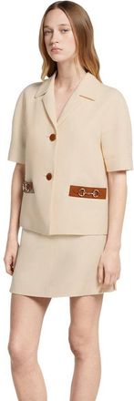 Gucci Womens Jkt Linen Canvas W/horsebit - Ivory - Size EU 42 (Womens)