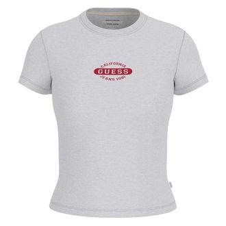 Guess Slim fit T-shirt met logo en ronde hals voor dames (Lichtgrijs)