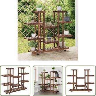 vidaXL vidaXL Porta piante con ruote - Portafiori con Ruote 110x25x115 cm in Legno Massello di Abete