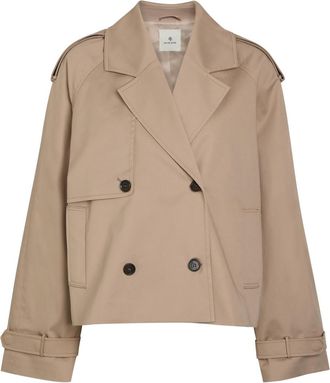 Anine Bing Rickie Cropped Stretch-cotton Trench - Beige - S (UK8-10 / S)