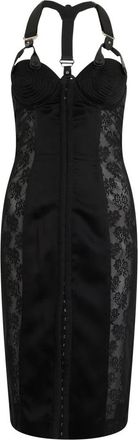 Moschino Fitted Dress with Lace Inserts - Dames - Casual kleedjes - Zwart - S - Leer - Kleedjes
