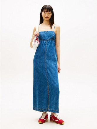 Tommy Hilfiger Chambray Spaghetti Strap Slim Maxi Dress