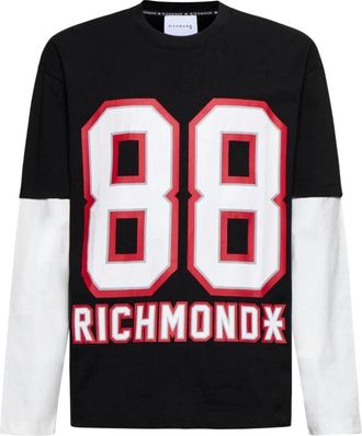 John Richmond Lange mouwen T-shirt met print 88 - Heren - Longsleeves - Zwart - M - Katoen - Tops