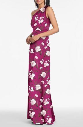 Sachin & Babi Delphine One-Shoulder Gown in Rhodolite English Rose at Nordstrom, Size 16W