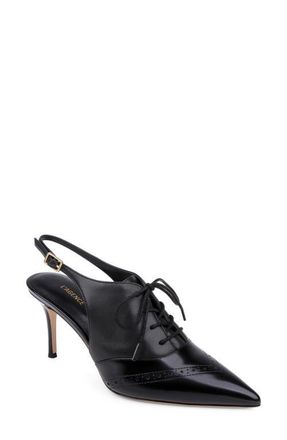 L'agence Shreya Pointed Toe Slingback Pump in Black Leather at Nordstrom, Size 5.5