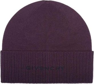 Givenchy Wool Beanie - Heren - Hoeden - Paars - ONE Size - Wol - Accessoires