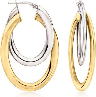 Ross-Simons Italian Sterling Silver and 18kt Gold Over Sterling Double-Hoop Earrings