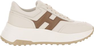 Hogan White Hi-Fi Round Toe Memory Foam Leather Sneakers