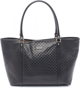 Gucci Black Leather Handbag Tote Bag (Pre-Owned)