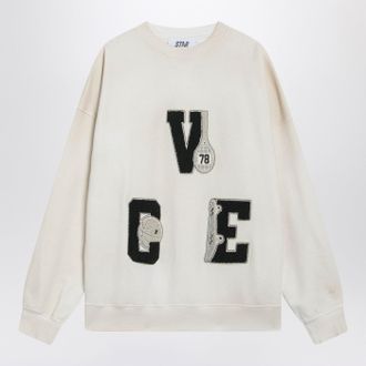 Golden Goose White Crewneck Sweatshirt With Patches