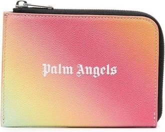 Palm Angels Rainbow logo-print cardholder - unisex - Viscose/Calf Leather - One Size - Multicolour
