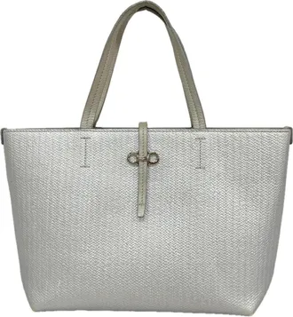 Ferragamo Silver Leather Tote Bag (Pre-Owned)