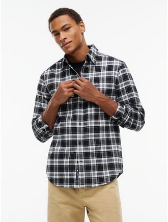 Tommy Hilfiger Mens Tommy Jeans Brushed Check Flannel Shirt - Black - XXL