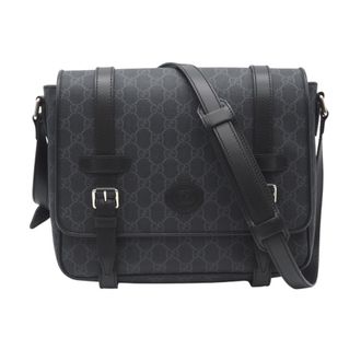 Gucci Black Gray Coated Canvas Messenger Bag Shoulder Bag (Pre-Owned)