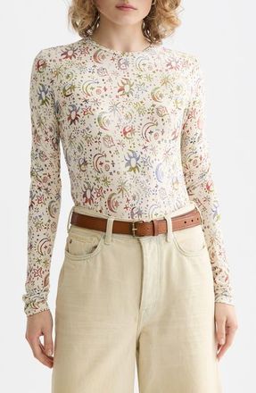 Scotch & Soda Print Long Sleeve T-Shirt in Cosmic Sky Eggnog at Nordstrom, Size X-Large