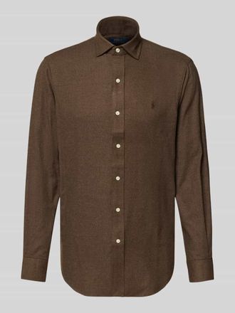 Polo Ralph Lauren Custom Fit Freizeithemd mit Label-Stitching in Schoko, Gr&ouml;&szlig;e L