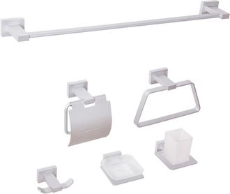 Beliani Beliani - Conjunto De 6 Accesorios De Ba&ntilde;o Estilo Moderno De Aluminio Con Vaso Y Jabonera Plateado Riohacha