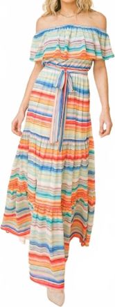 Flying Tomato Getaway Babe Stripe Maxi Dress In Blue