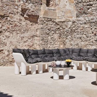 Plust Sill&oacute;n De Esquina Modular Polietileno Dise&ntilde;o Moderno Bares Clubes Atene P2 - Blanco
