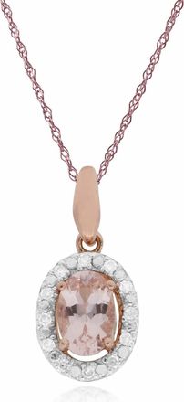 Gemondo Classic Oval Morganite & Diamond Halo Pendant in 9ct Rose Gold