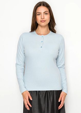 YAL New York Light Blue Henley Long Sleeve T-Shirt