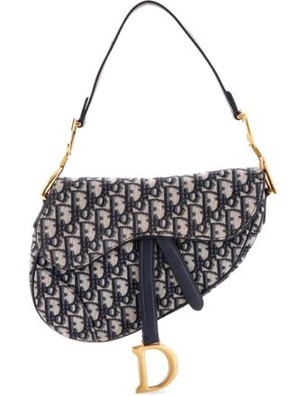 Dior Saddle Handbag Oblique Canvas Medium shoulder bag - Blu