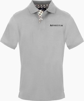 Aquascutum Mens Embroidered Collared Neck Short Sleeve Polo Shirt - Grey - Size: 38