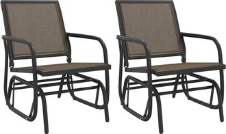 vidaXL Silla Mecedora Jard&iacute;n 2 Uds Acero Y Textilene Marr&oacute;n 61x76x87cm Vidaxl
