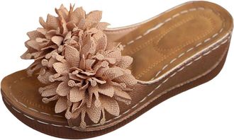 Generic Ladies Wedge Slippers Casual Open Toe Summer Sandals Stylish Comfortable Breathable Versatile Wide Fit Slip On Slippers Beach Leisure