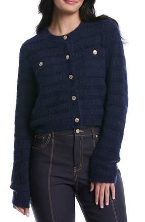 Shelli Segal Boucl&eacute; Cardigan in Peacoat at Nordstrom Rack, Size X-Large