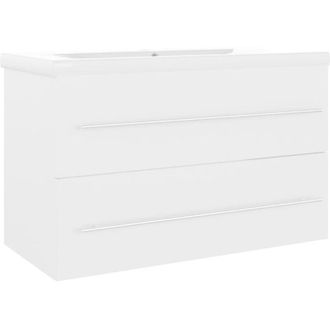vidaXL Sink Cabinet with Built-in Basin White Engineered Wood vidaXL