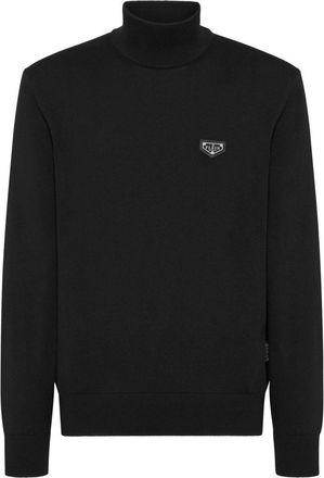 Philipp Plein turtleneck sweater - men - Cotton/Wool - XXXXL - Black