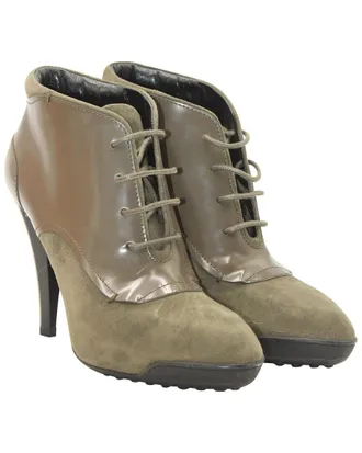 Tod's Womens Suede Lace-Up High Heel Boot (Authentic Pre-Loved)