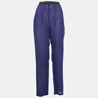 Dries Van Noten Blue Silk Sheer Trousers