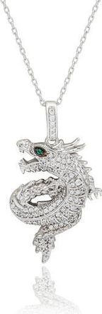 Suzy Levian Pavé Cubic Zirconia Dragon Pendant Necklace in Silver/Cubic Zirconia at Nordstrom Rack, Size 18