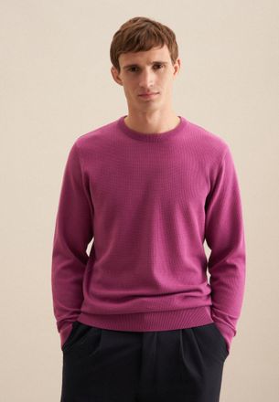 Seidensticker Strickpullover SEIDENSTICKER Schwarze Rose, Herren, Gr. 3XL, lila (berry), 100% Baumwolle, unifarben, regular fit, Rundhals, Pullover Strickpullover, 