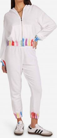 Michael Lauren Bowman Crop Zip Up Jacket In White Multi Tie Dye