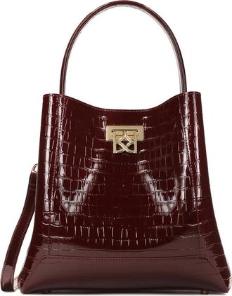 Kazar Maroon reli&euml;f lakleren handtas - Dames - Handtassen - Bruin - ONE Size - Leer - Tassen
