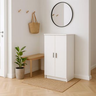 Dmora Armario Multifunci&oacute;n De Dos Puertas Con Seis Baldas, Color Blanco, Medidas 55 X 108 X 36 Cm, Con Embalaje Reforzado - Dmora
