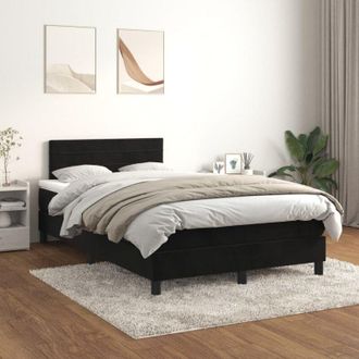 vidaXL Cama Box Spring Con Colch&oacute;n Terciopelo Negro 120x200 Cm Vidaxl