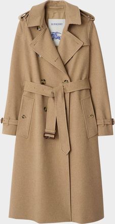 Burberry Kensington Belted Cashmere-Wool Double-Breasted Trench Coat