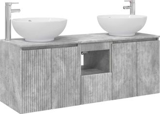 vidaXL Juego De Muebles De Ba&ntilde;o 3 Uds. Gris Hormig&oacute;n Vidaxl